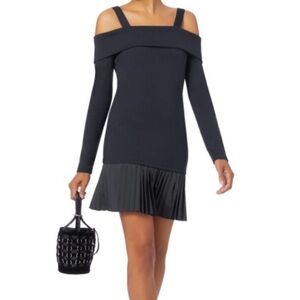 Derek Lam 10 Crosby Cold Shoulder Pleated Dress